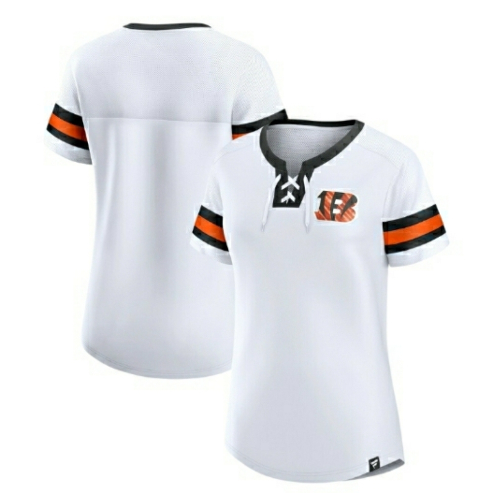 NWT Fanatics White Cincinnati Bengals Sunday Best Lace-Up T-Shirt- L